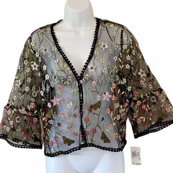 Chris McLaughlin Floral Mesh Dress Topper Size Medium NEW WITH TAGS - Picture 3 of 10